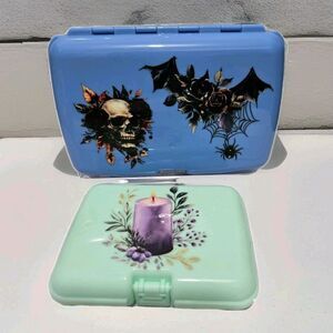 Lot of 2 Dark Academia Travel Boxes Plastic Witchy Mystical Gothic Steampunk